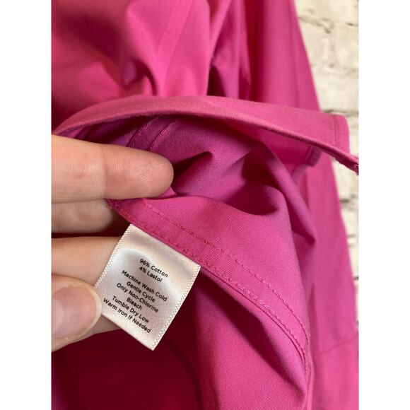 Talbots Haberdashery Top Womens 16 Hot Pink Button Up Wrinkle‎ Resistant Cotton - Picture 11 of 12